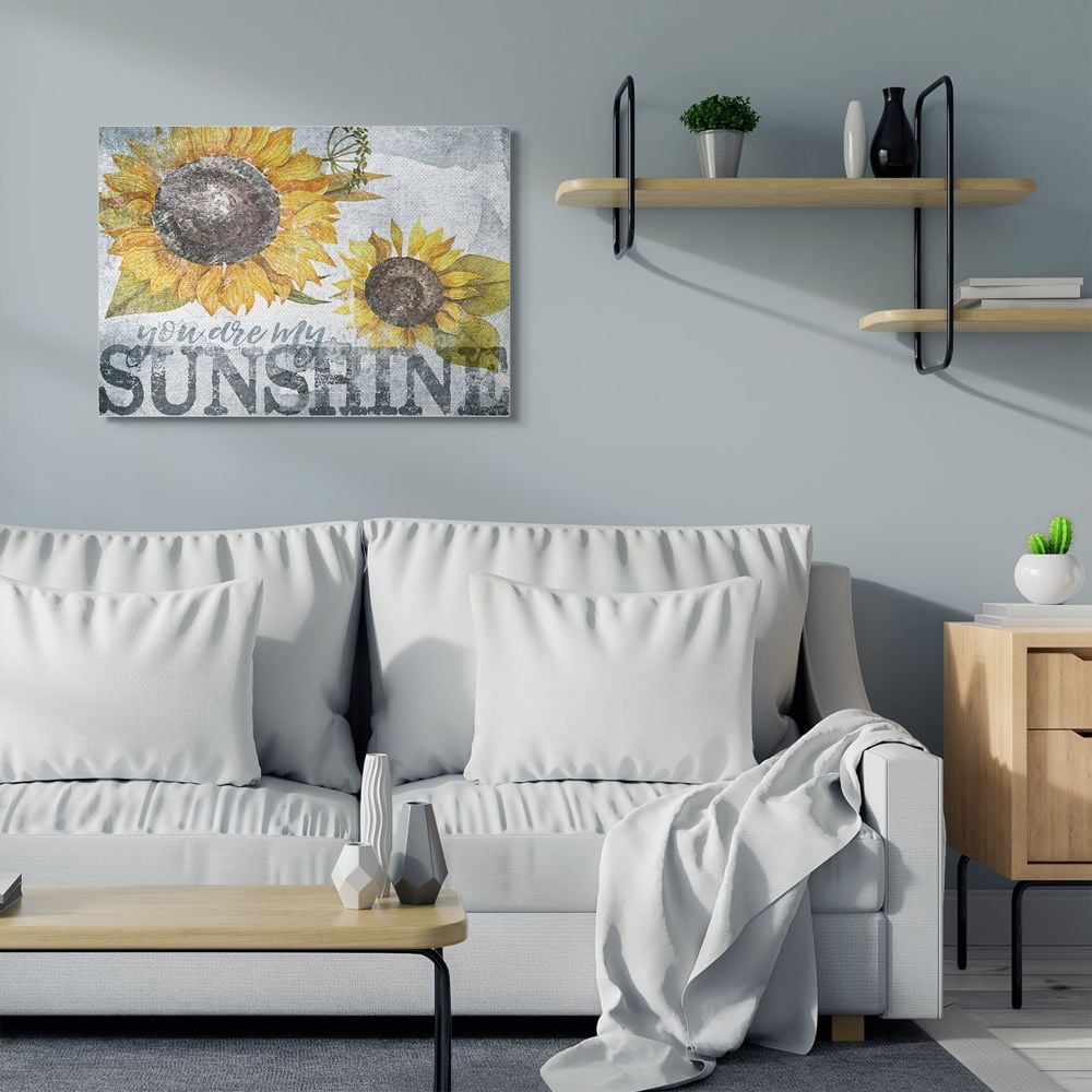 Stupell Industries You Are My Sunshine Quote Distressed Sunflower Design Designed by Gigi Louise