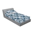thumbnail image 2 of Flora Fitted Sheet & Pillow Sham Set, Grunge Vibe Oil Painting Like Print of Gentle Flowers Weathered Art, Decorative Printed 2 Piece Bedding Decor, Twin, Pale Grey Dark Night Blue, by Ambesonne, 2 of 2