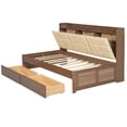 thumbnail image 5 of Twin Size Solid and Stable Wood Daybed with Upholstered Storage Shelves, USB Ports and 2 Drawers (Wood), 5 of 12