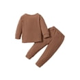 thumbnail image 3 of Kiapeise Toddler Baby Boy Fall Clothes Solid Ribbed Long Sleeve Pullover Sweatshirt Tops Jogger Pants, 3 of 8