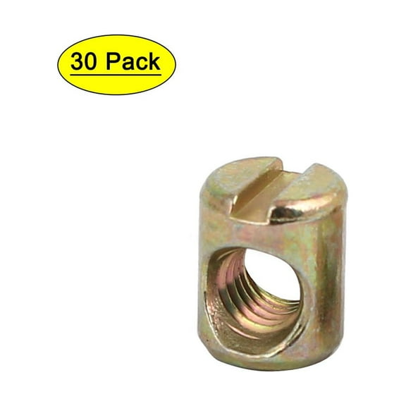 M5x10mm Yellow Zinc Plated Cross Dowel Slotted Nuts 30Pcs
