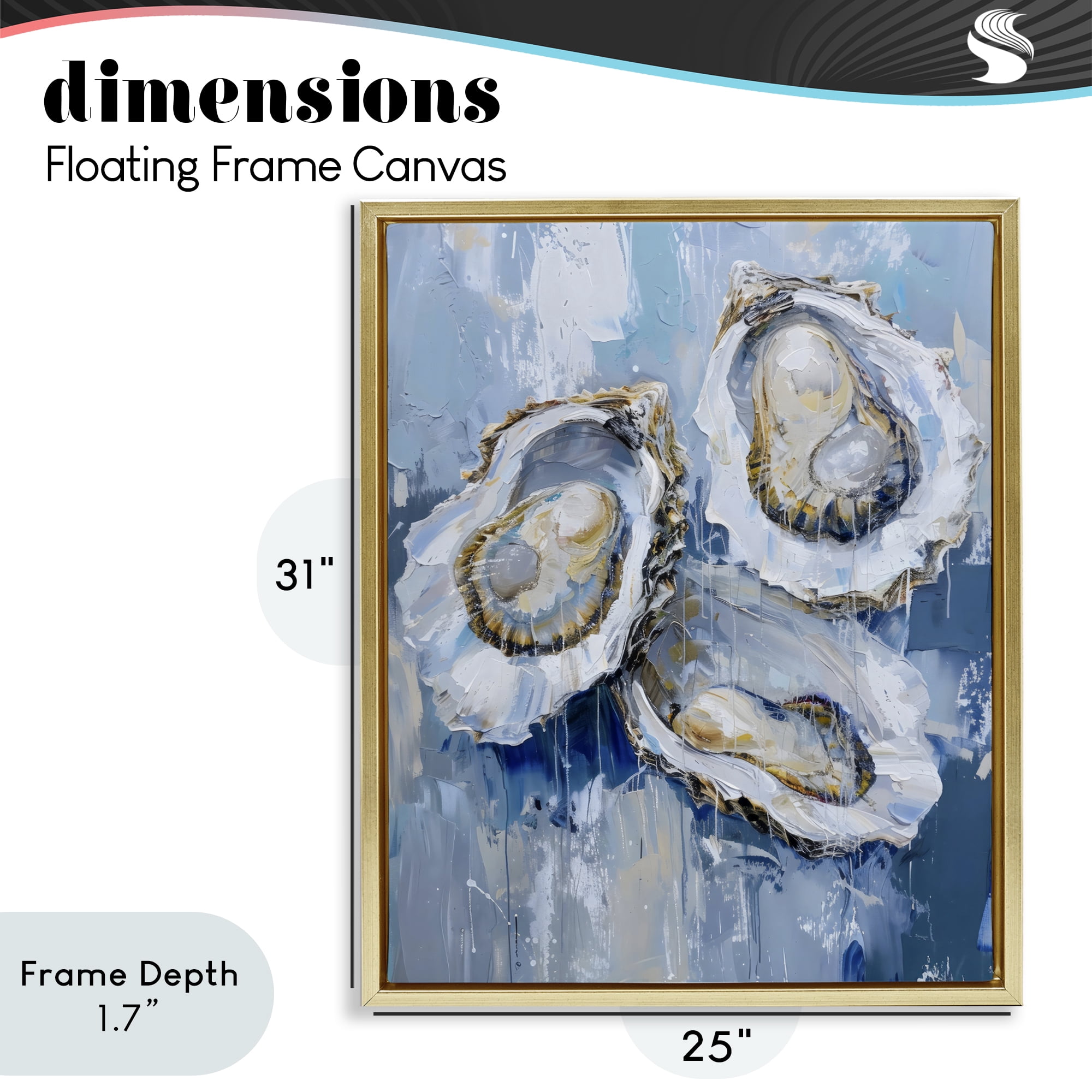 Stupell Industries Vibrant Blue Oysters Gold Framed Floater Canvas Wall Art, design by Creative Studio
