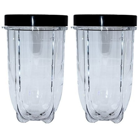 Blendin Lot de 2 Gobelets Hauts de 16 Onces avec Couvercle de Pot Noir, Convient au Mélangeur et Extracteur de Jus Magic Bullet Original 250W MB1001