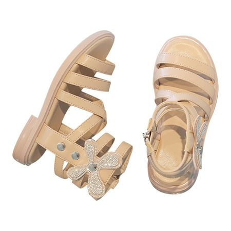 

Kureaily Girls Sandals Summer Children s Rhinestone Roman Sandals Korean Edition Soft Sole Fashionable Shoes Trend Thong Sandals Girls Little Size 10.5-11 Years