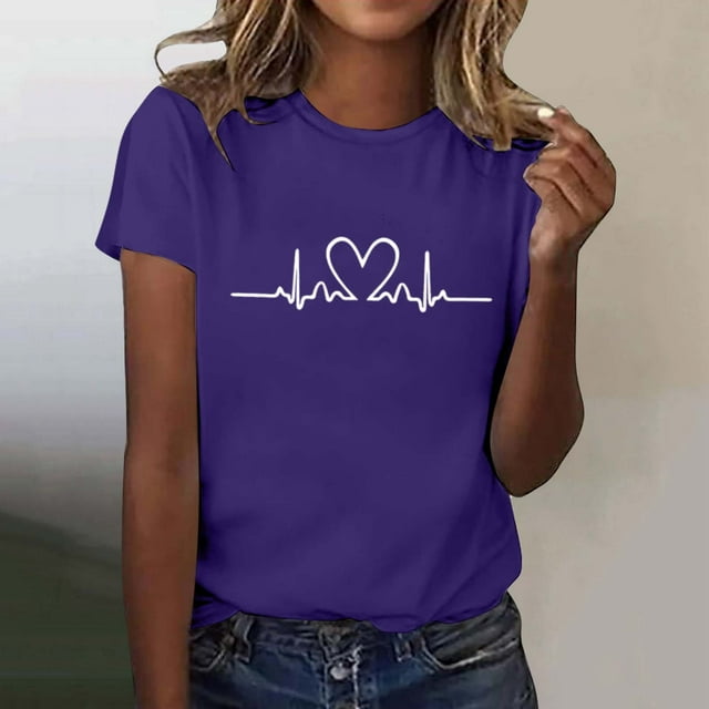 T-shirt à Col Rond Imprimé de Performance Artistique de Mode et de Loisirs pour Femmes à Manches Courtes T Shirt Pack T Shirt Chandails Extensibles pour Femmes Chandail à Manches Courtes Chandails à Manches Courtes pour Femmes Décontracté Femmes Actives