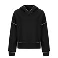 thumbnail image 6 of YUGYXL Fall Winter Cropped Hoodies for Women Casual Long Sleeve Drop Shoulders Hooded Pullover Loose Relaxed Sweatshirt Black XXL, 6 of 7