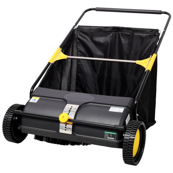 NOBOLEA 21" Hand Push Lawn Sweeper, 3.5 Cu Ft Leaf & Grass Collector with 4 Brushes, Adjustable Height Yard Sweeper for Dry Leaves Cleanup