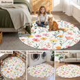 thumbnail image 5 of Spring Floral Round Area Rug 3.3 FT, Non Slip Small Entryway Kitchen Mat, Summer Flowers Watercolor Botanical Washable Soft Circular Rug Non-Shedding Door Mat for Bathroom Playroom Kids Room, 5 of 9
