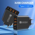 thumbnail image 4 of 3Usb + Pd20W Cargador De Teléfono Tipo C Adaptador De Carga Para Teléfono Inteligente (Enchufe De La Ue Negro), 4 of 5