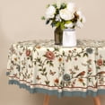 thumbnail image 2 of Vintage Beige Floral Round Tablecloth,60 Inch,Stain Resistant Waterproof Table Cover for Dining Room Kitchen Party Decor, 2 of 7