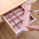 thumbnail image 1 of Juego de 4 separadores de cajones | Divisores de plástico extensibles y ajustables | Organizadores gruesos y duraderos para maquillaje, calcetines y artículos de oficina | Compartimentos, 1 of 8
