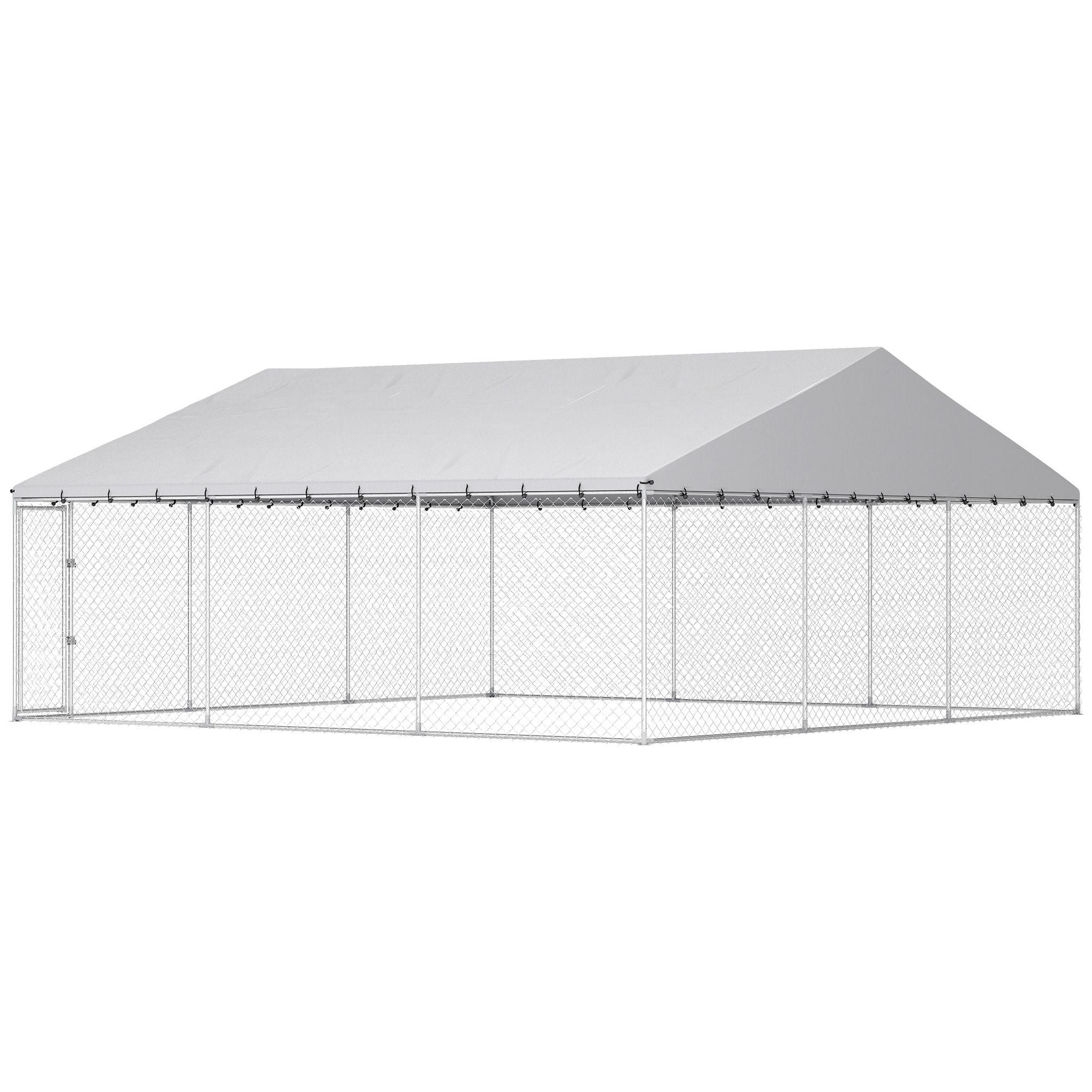 Dranite Outdoor Dog Kennel with Waterproof Roof,19.7' x 19.7' x 8.9'