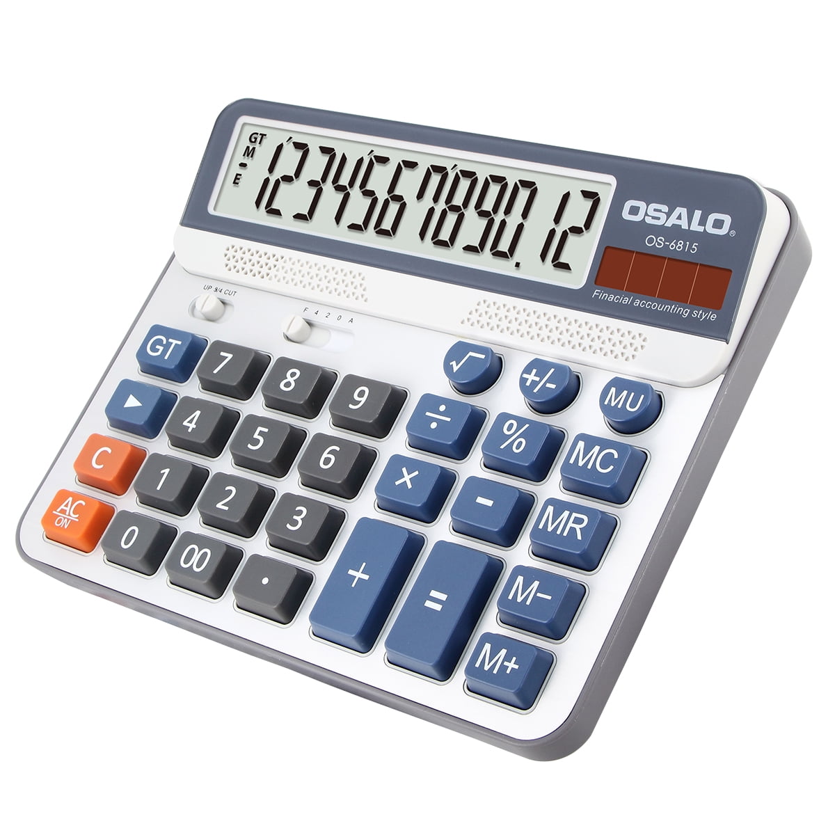 OSALO Large LCD Display Big Buttons 12 Digits Solar Extra Large Desktop Calculator(OS-6815)