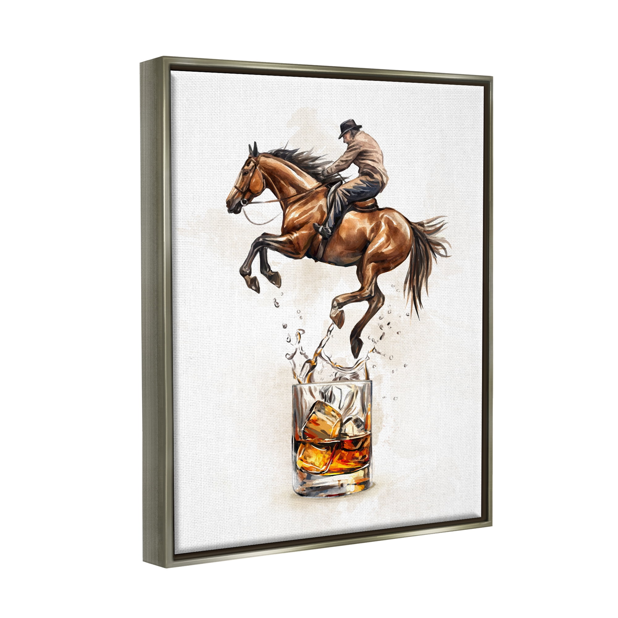 Stupell Industries Cowboy & Bourbon Animals & Insects Painting Gray Floater Framed Canvas Art Print Wall Art, 25 x 31