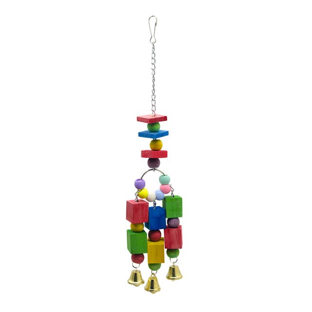 Bloques de para Loros para Mascotas, Juguetes para Masticar con Campanas , Juguetes para Loros Colgantes, Cajas de Jaulas para Pájaros, Colco Pájaros loro bloques de madera juguete