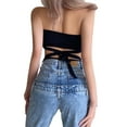 thumbnail image 2 of KOMOO Women Halter Crop Top Cutout Sleeveless Backless Camisole Cross Strap Knit Tank Top, 2 of 9