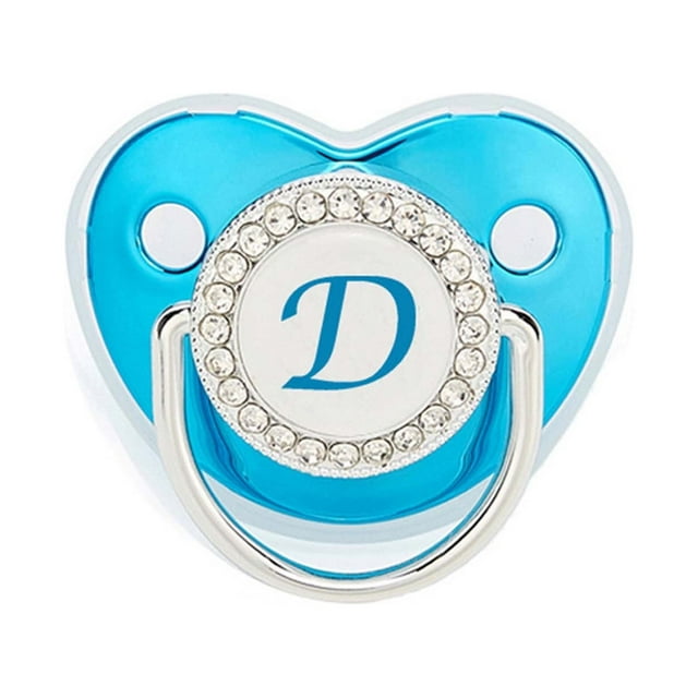 DPTALR Baby Pacifier 26 Letter Name Initials Clip Silicone Baby Pacifier Golden Shiny Newborn Pacifier
