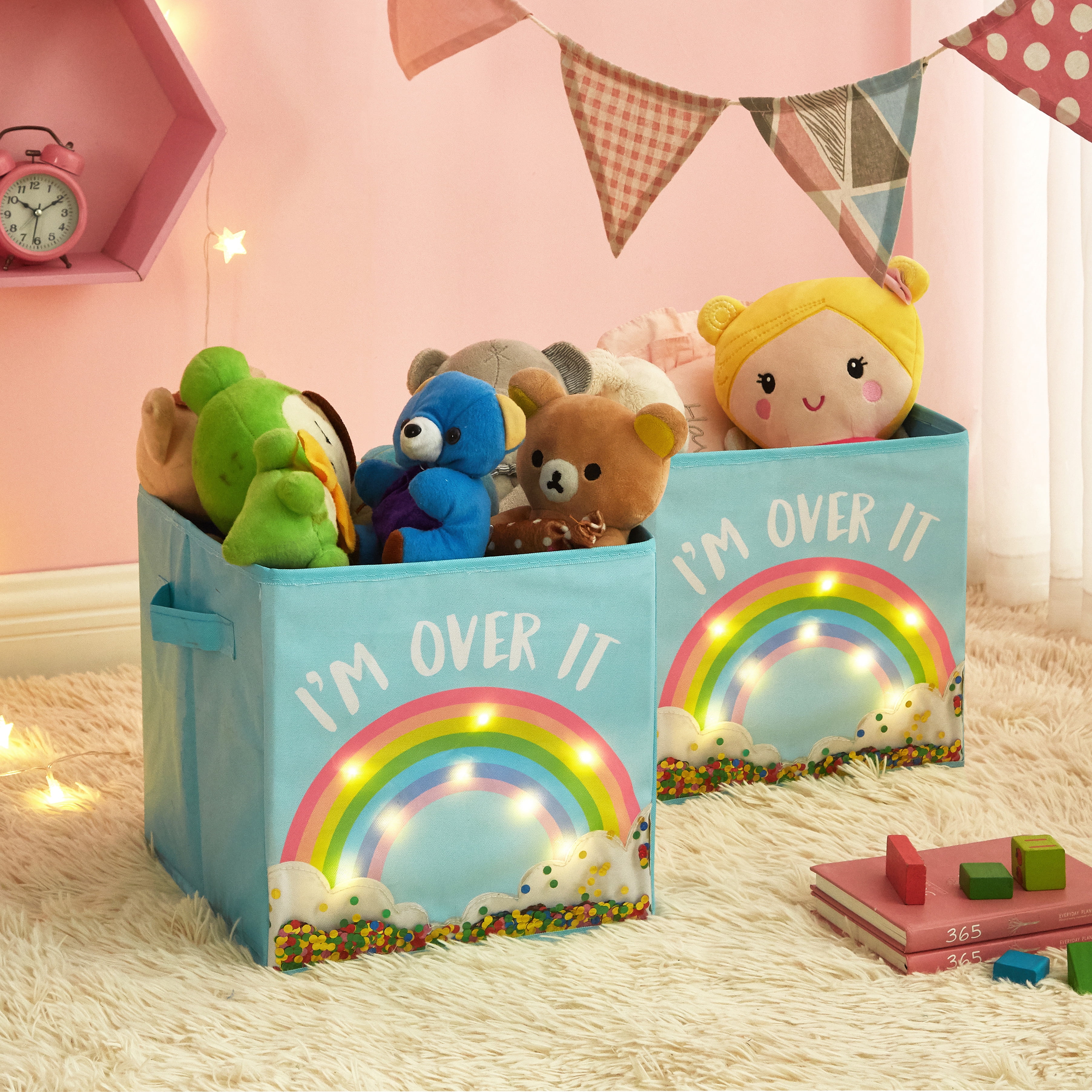Rainbow 2 Pack Light Up Kids Storage Cubes