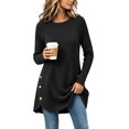 thumbnail image 6 of Women's Ribbed Knit Crewneck Tunic Tops Fall Long Sleeve Button Detail Fashion Lightweight Sweater S-XXL, 6 of 6