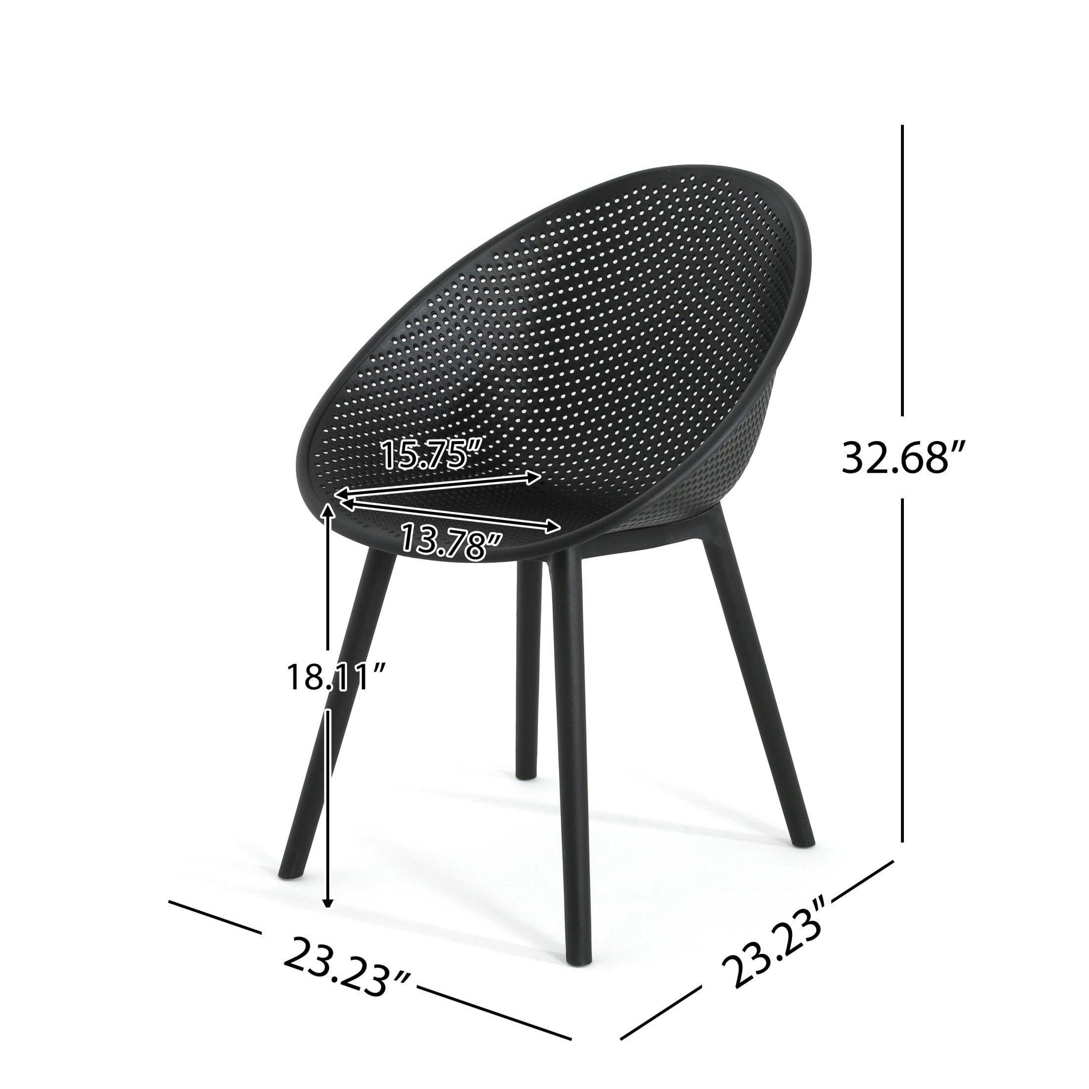 Stylish & Durable Dining Chair, PP, Black (Set of 2)