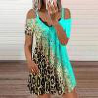 Robes Robe d'Été Femmes Décontractée Ample Été Imprimée Manches Courtes Robe de Plage Robe Verte TTTG