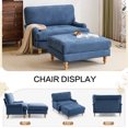thumbnail image 3 of Bezseller Chaise Lounge with Ottoman, Oversized Accent Armchair and Ottoman Set for Bedroom, Blue, 3 of 10