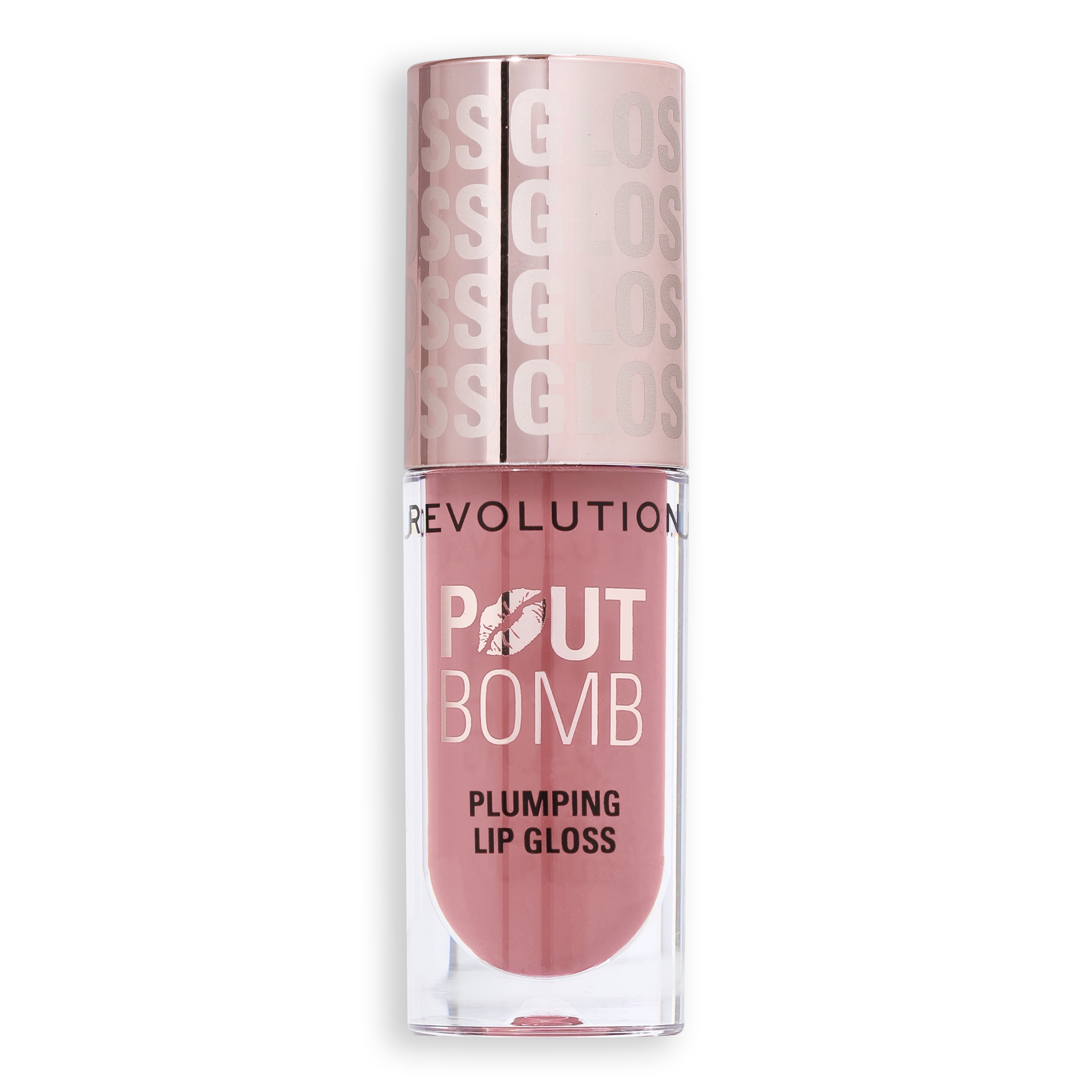 Revolution Pout Bomb Plumping High-Shine Lip Gloss with Vitamin E, Kiss Nude