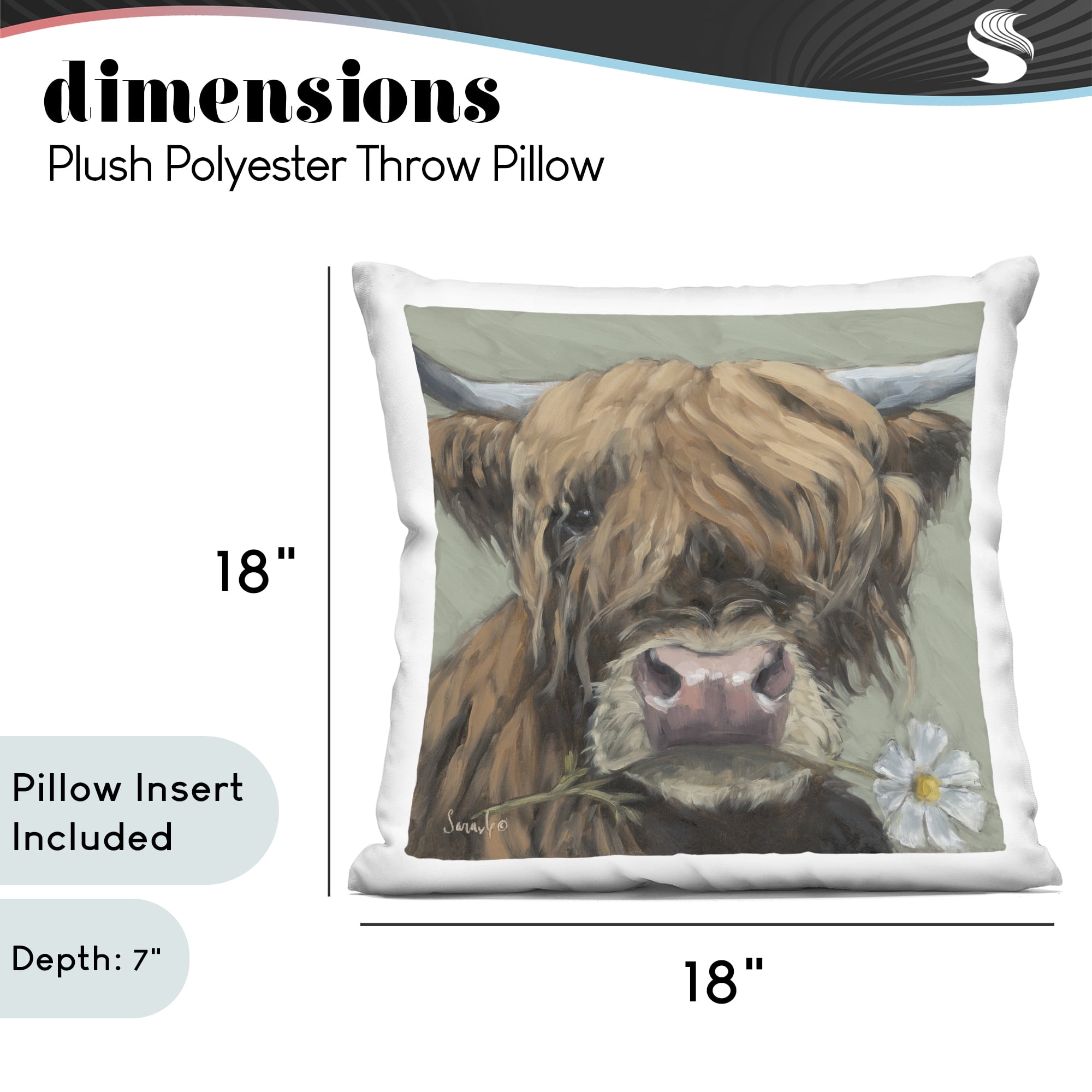 Stupell Industries Blossom Babe Cattle Decorative Printed Throw Pillow, design by Sara G. Designs