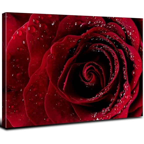 Aaheei Rose Wall Decor Red Flowers Canvas Wall Art for Women Bedroom Blooming Floral Prints Pictures Modern Romantic Rose Poster Artwork Living Room Bathroom Home Decorations Valentines Gifts