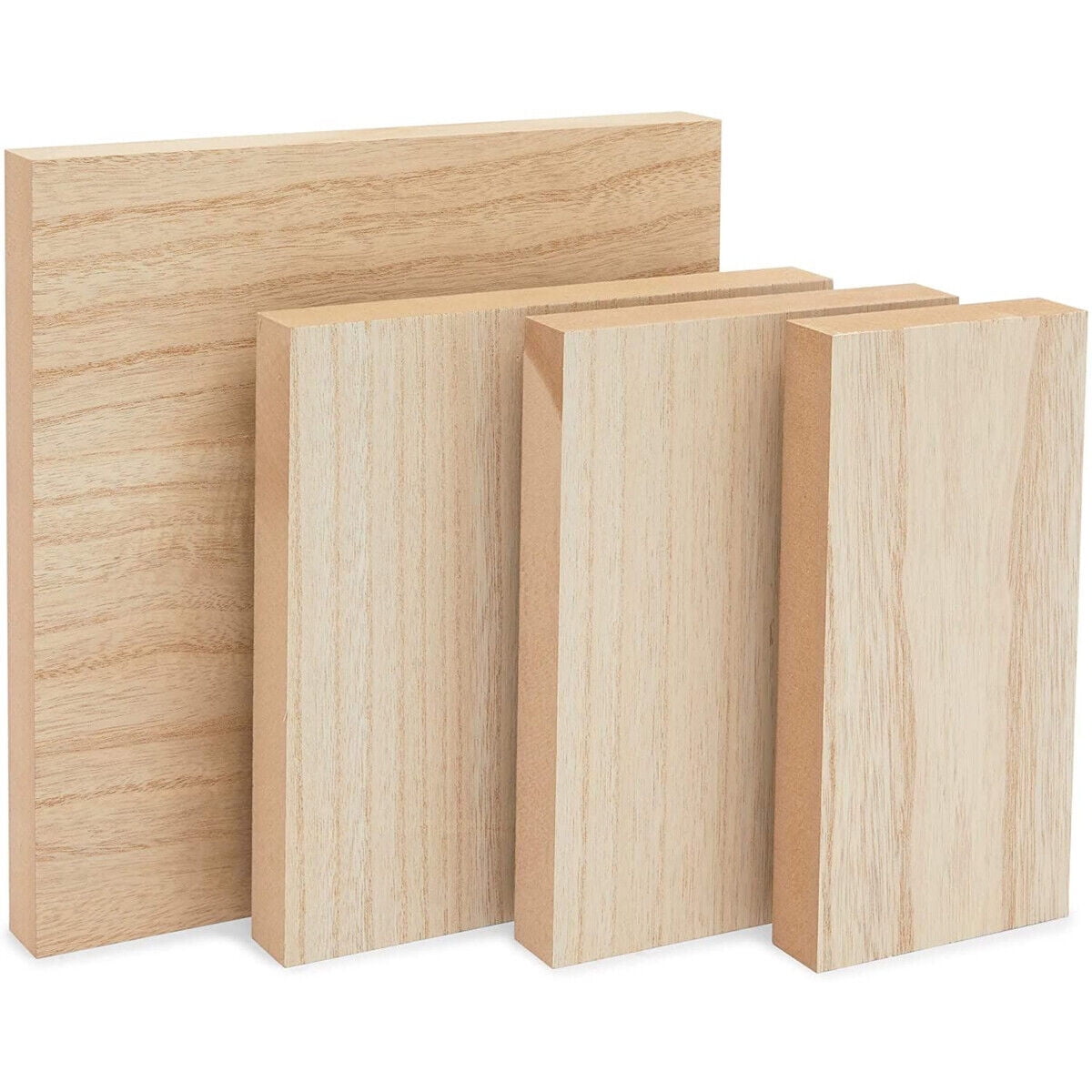 Unfinished MDF Wood Blocks for Crafts, 1 in Thick Wooden Square Blocks (4x4  in, 4 Pack)