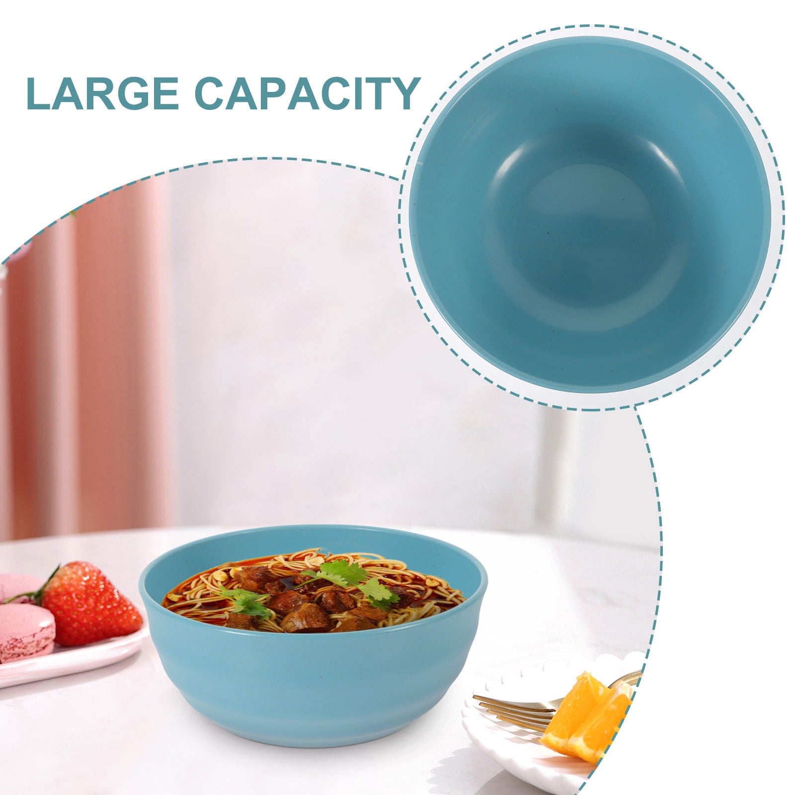 Raindrops 4pcs Wheat Straw Bowl Unbreakable Cereal Bowls Dessert Bowls for Serving Soup Oatmeal Pasta