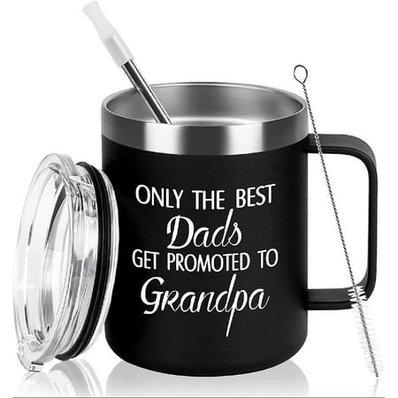 

Only The Dads Get Promoted To Grandpa Travel Mug with Lids Father s Day Birthday Gifts for Grandpa New Grandfather To Be 12 Oz Insulated Stainless Steel Mug Black