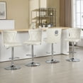 thumbnail image 2 of Bar Stools Set of 4, Adjustable Velvet Counter Barstools with Botton Tufted Back Swivel Upholstered Comfy Chairs Lion Head Pull Ring Silver Base for Kitchen Island, Dining Room, Cream, 2 of 10