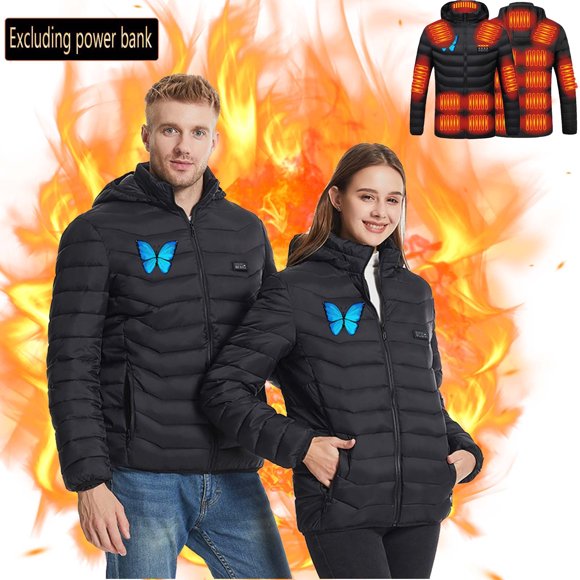 Meichang Heated Jackets for Men and Women Plus Size Outdoor Work Outerwear Rechargeable Electric Heated Jacket Cold Weather Body Warmer Hooded Heated Coat