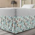 thumbnail image 1 of Ski Pattern Bed Skirt, Continuous Pastel Skiing People on Track Simple Trees Winter Theme, Elastic Bedskirt Dust Ruffle Wrap Around for Bedding Decor, 4 Sizes, Pale Teal Multicolor, by Ambesonne, 1 of 2