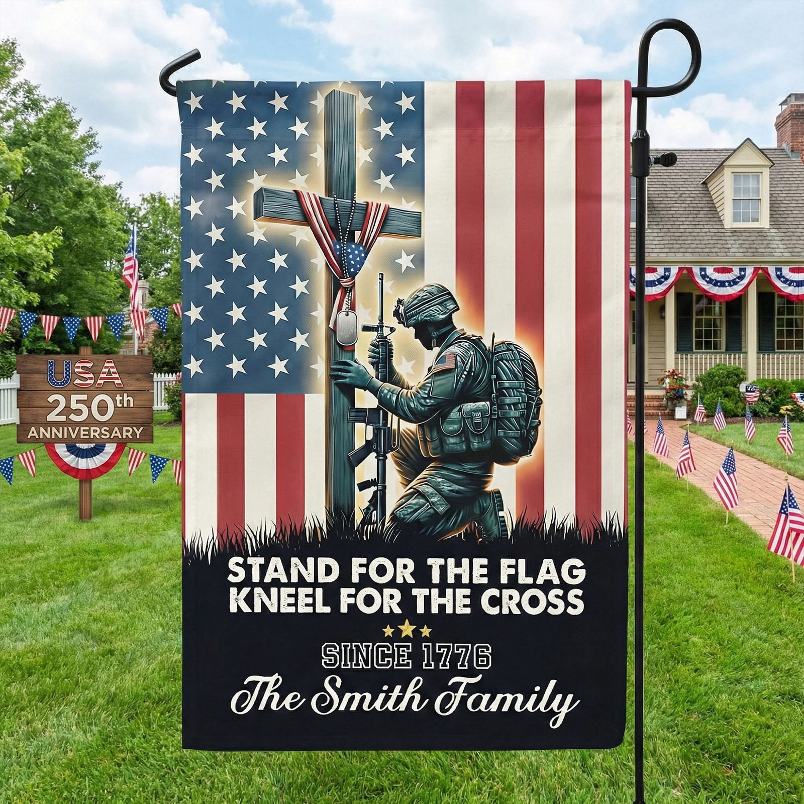 250 Anniversary USA Flag American Double Sided Garden Flag Patriotic Horse USA Flag 1776-2026 Outdoor Yard Decor Independence Day Decoration
