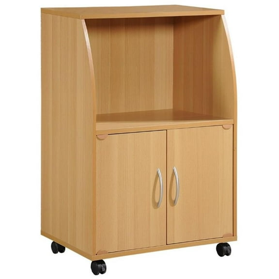 Pemberly Row Microwave Kitchen Cart in Beech