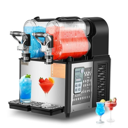 SIHAO 3Lx2 Tanks Commercial Slushy Machine, 24-Cup Frozen Drink Maker Smoothie Machine with Self-cleaning Mode, for Margaritas, Frappés, Milk Shake and More