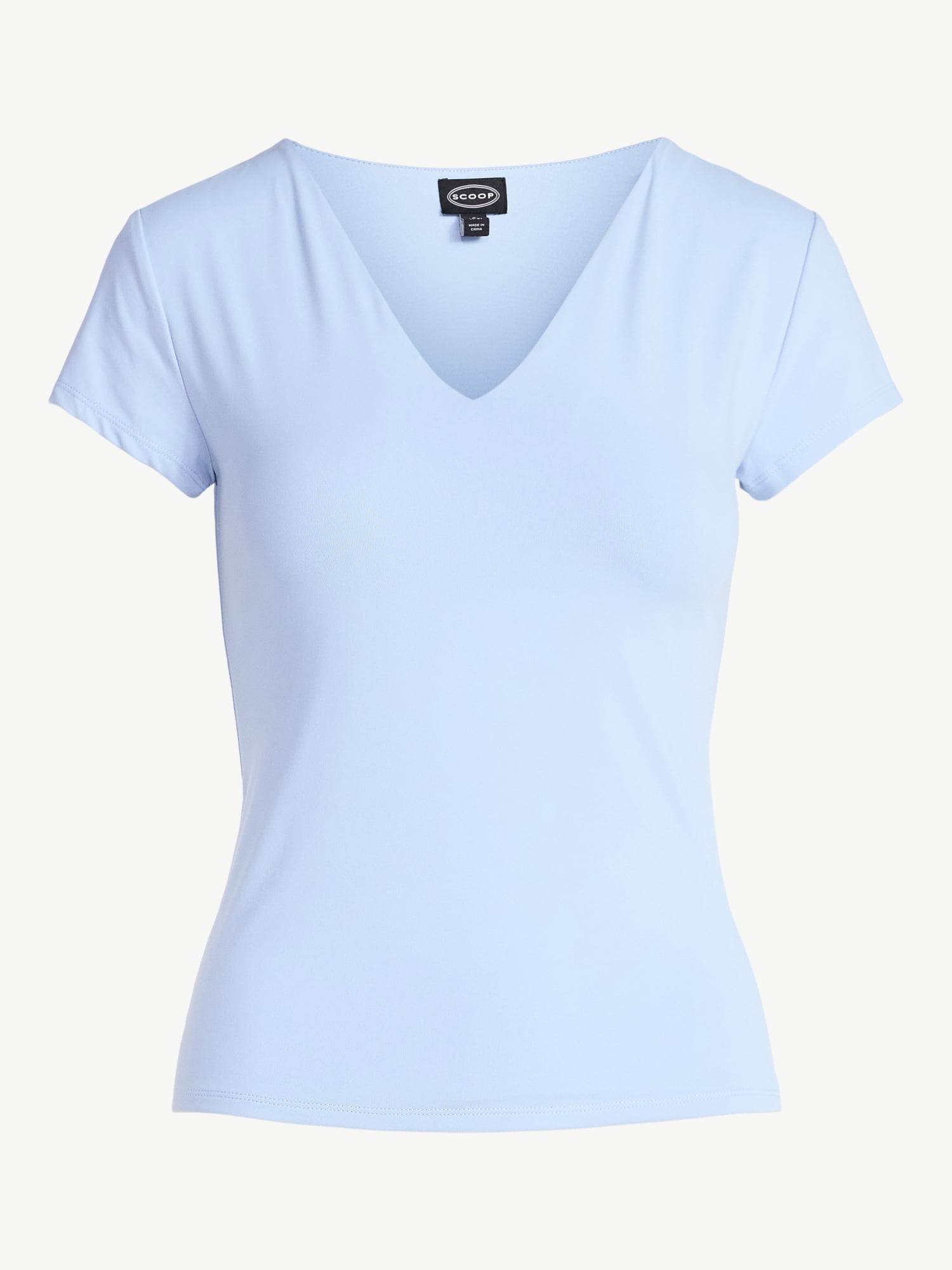 Scoop Women's and Women's Plus Refined Contour V Neck Tee, Sizes XS-4X