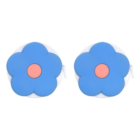 Uxcell 2 Packs Soft Tape Measure 60-Inch 1.5 Meter Retractable Mini Cartoon Measuring Tape Cute Tape Ruler, Blue Flower