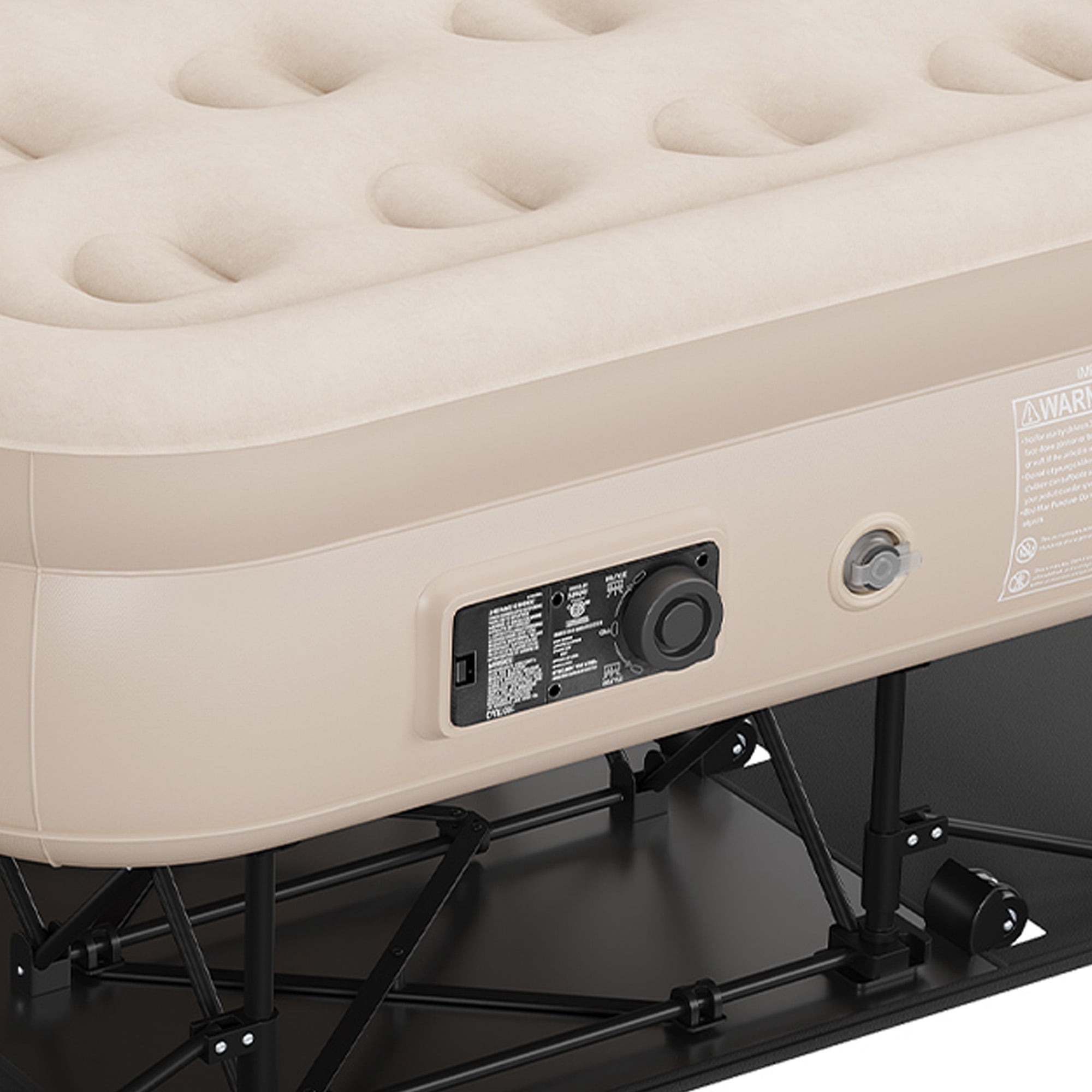 Uforic Twin Inflatable Air Bed with Folding Frame and Rolling Bag, Built-in Pump Blow Up Mattress, Portable Air Mattress for Camping, Guest Room and Travel, 75 x 39 x 24 Inches, Brown