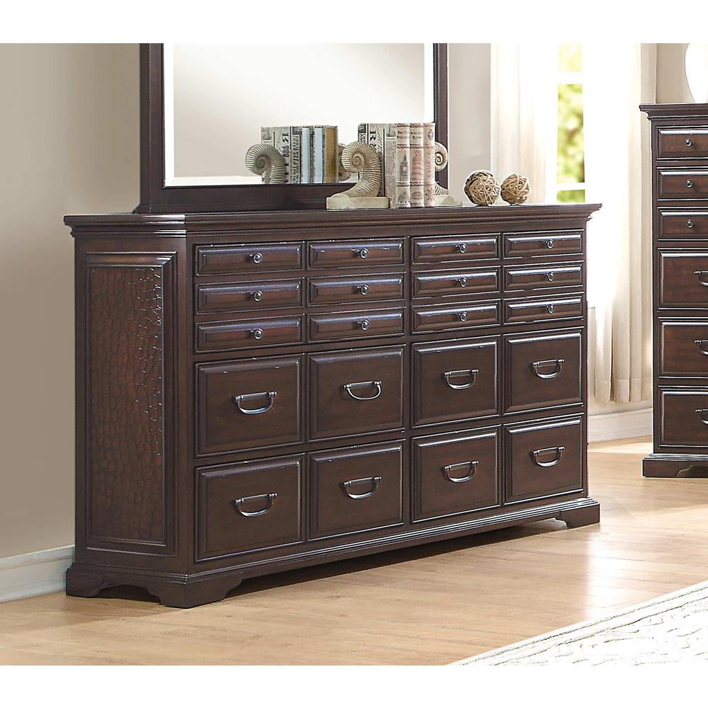 Wooden Dresser With Multiple Storage Cherry Brown Walmart Com