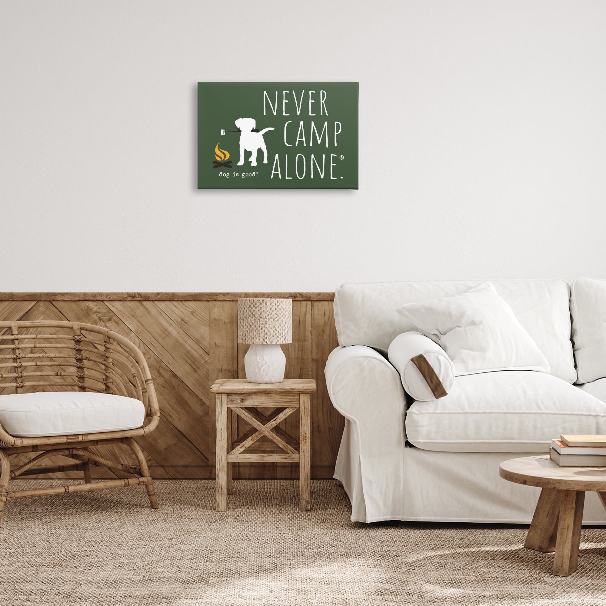Stupell Industries Never Camp Alone Animals Painting Wrapped Canvas Art Print Wall Art, 24 x 16