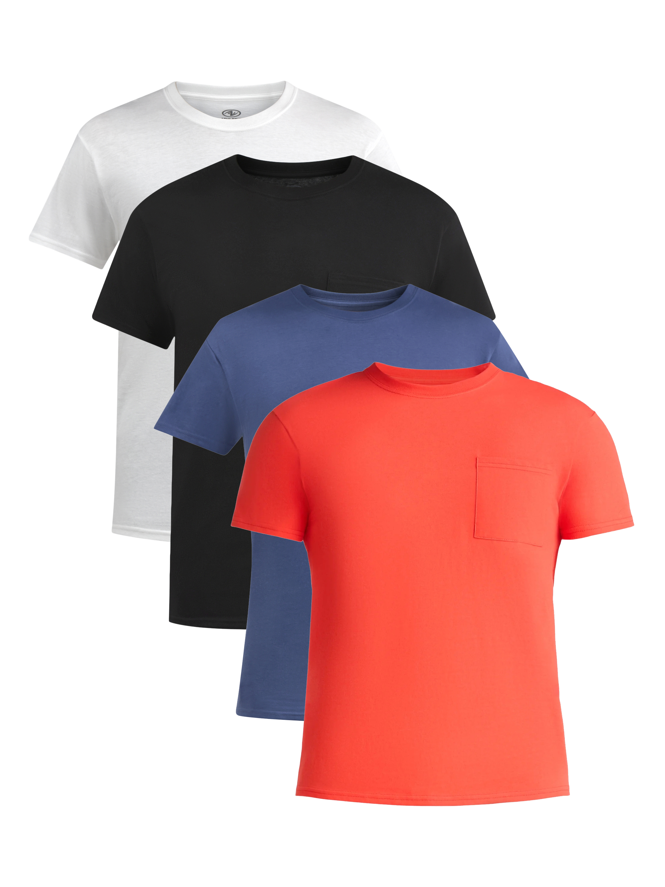 Athletic Works Men's and Big Men's Cotton Pocket Tee, 4-Pack, Sizes XS-5XL
