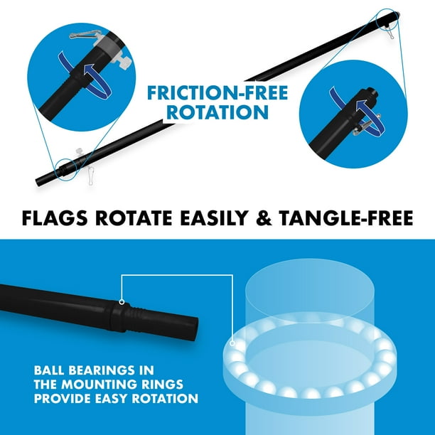 G128 Combo Pack: 6 Ft Tangle Free Aluminum Spinning Flagpole (Black) & Brunei Bruneian Flag 3x5 Ft, LiteWeave Pro Series Printed 150D Polyester | Pole G128 Combo Pack: 6 Ft Tangle Free Aluminum Spinning Flagpole (Black) & Brunei Bruneian Flag 3x5 Ft, LiteWeave Pro Series Printed 150D Polyester | Pole
