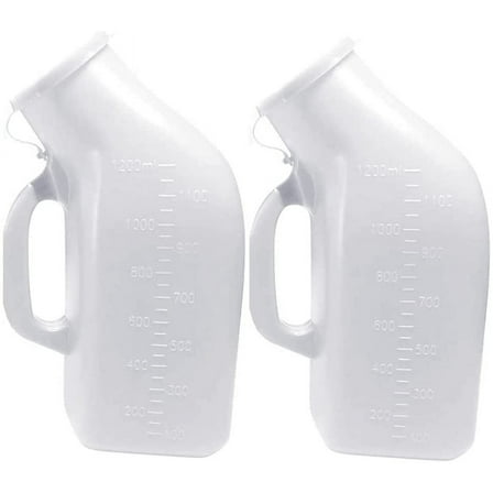 Portable Urinals for Men & Elderly Bottle With Cap 1200ml-Male Urinal Pee Bottle with Spill Proof Plastic Jar for Travel & Urine Collection Pack of 2