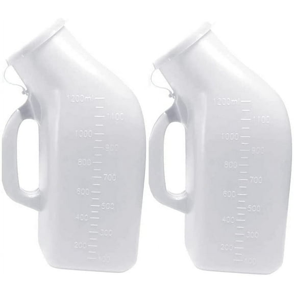 Portable Urinals for Men & Elderly Bottle With Cap 1200ml-Male Urinal Pee Bottle with Spill Proof Plastic Jar for Travel & Urine Collection Pack of 2