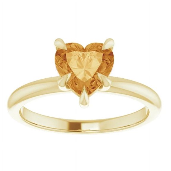 Pompeii 7mm Citrine Women's Heart Ring in 14k Gold 7mm Tall (,)