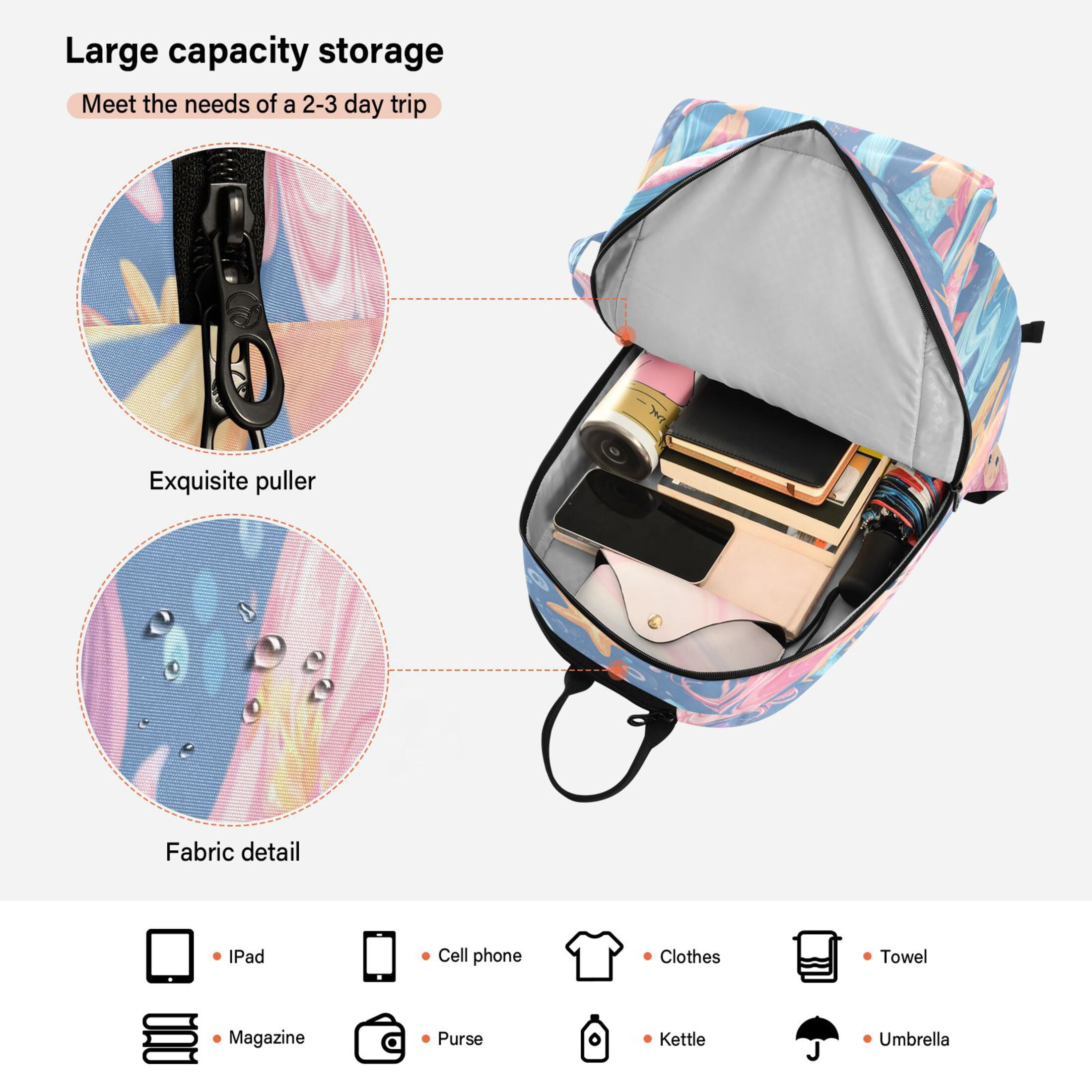 2 Racquet Holder Tennis Backpack Tennis Racket Covers Gym Bags Cute Little Mermaids