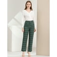 thumbnail image 3 of Pantalones a cuadros casuales para mujer, bolsillos, pierna recta, trabajo, oficina, pantalones Verde Negro Blanco S, 3 of 6